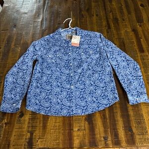 Blue Paisley Girls Western Pearl Snap 10-12 Shirt Rodeo